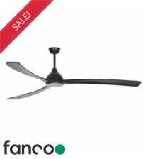 Fanco Sanctuary 3 Blade 92" DC Ceiling Fan with Remote Control in Black with Black Blades
